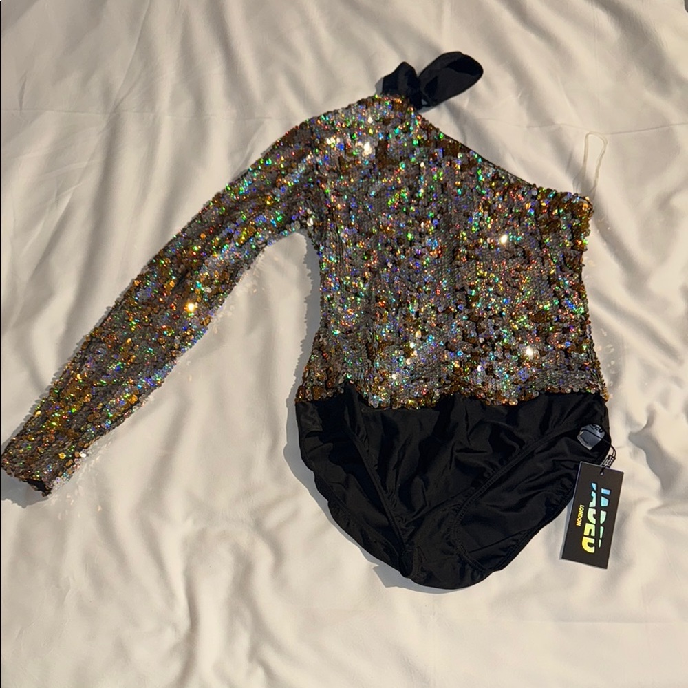 Sequin One-Shoulder Bodysuit by Jaded London new Size S